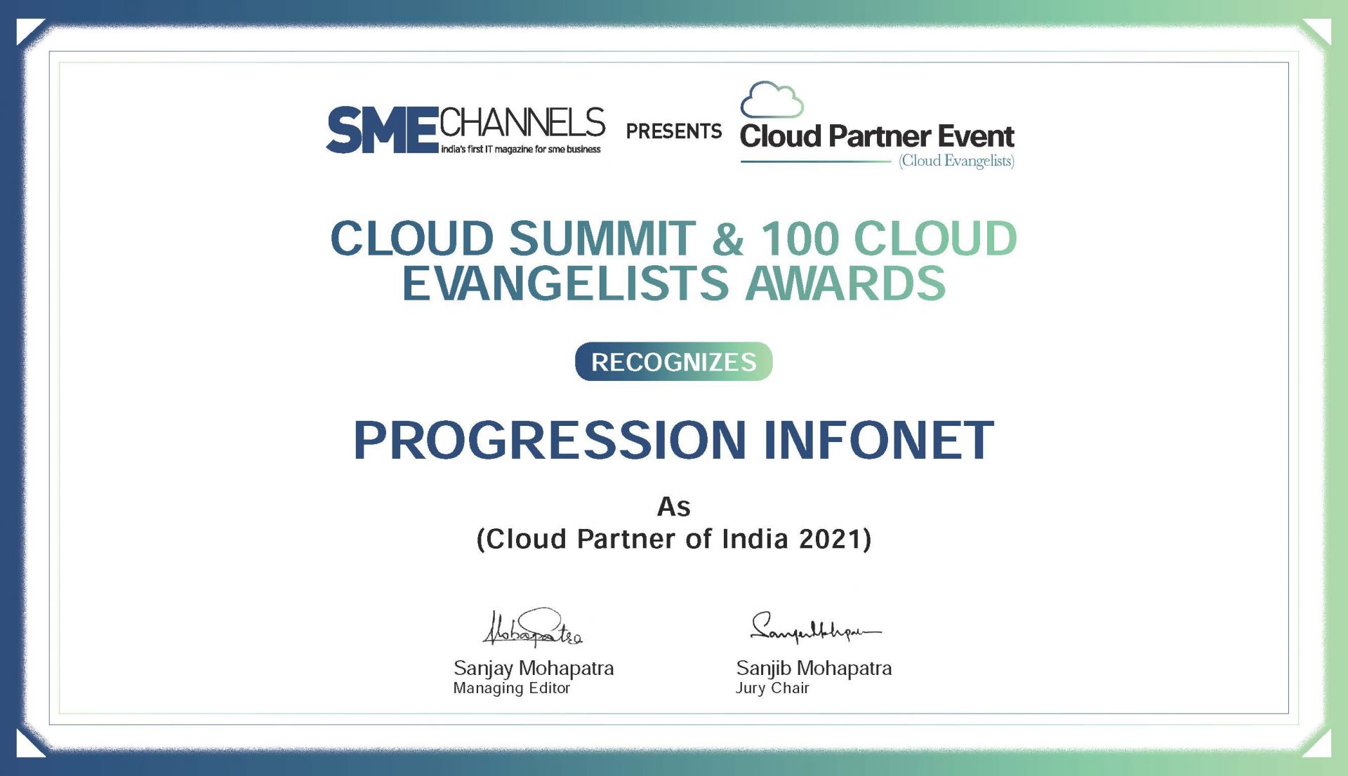 Progression Cloud Partner Award